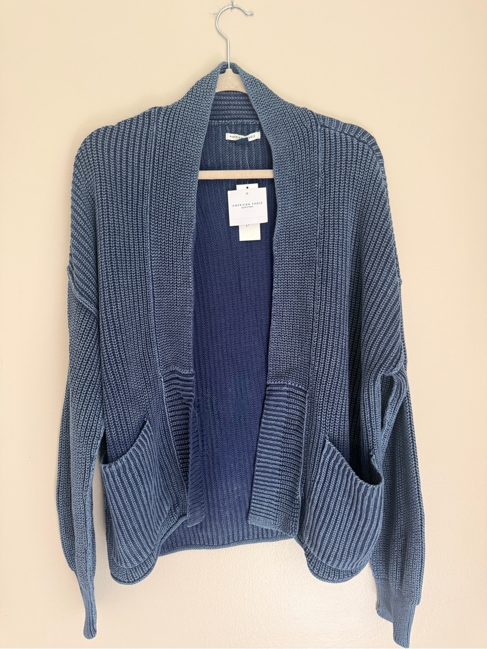NWT American Eagle Blue Open-Front Womens Cardigan Sweater, size medium